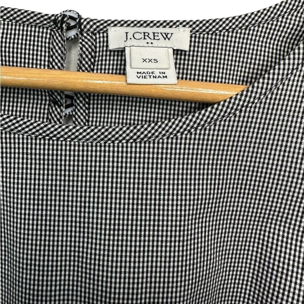 1. J Crew XXS Gingham plaid 3/4 bell flare sleeves slits bow keyhole in back - Picture 8 of 14